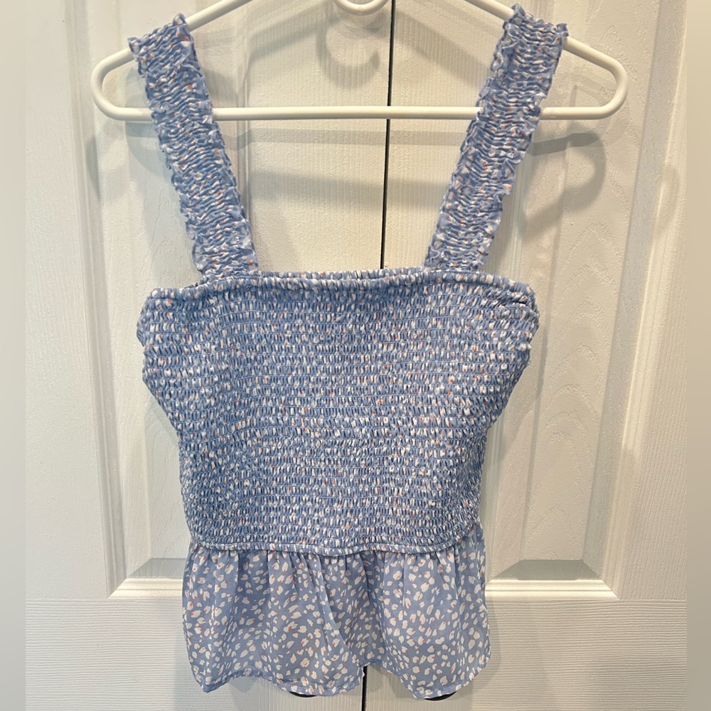 Japna Blue Smocked Women's Top Size Medium